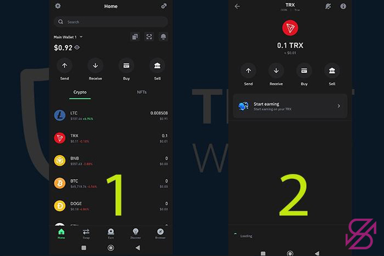 آموزش دریافت ارز دیجیتال در کیف پول تراست والت