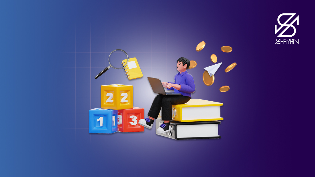 آدمکی در حال بررسی مارتینگل با یک لپتاپ به همراه ذره بین بزرگ روی آن و جورچین‌های روی هم چیده شده 