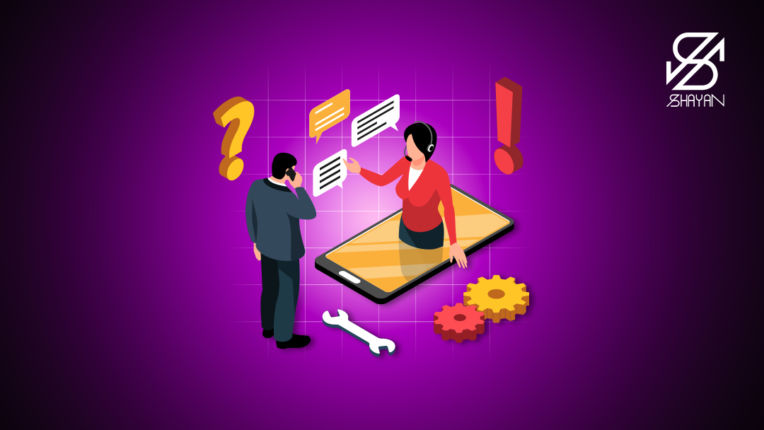 تصویر طراحی شده آدمک‌هایی که در فضای وب در حال پاسخگویی به سوالات کاربران صرافی کی سی ایکس هستند 