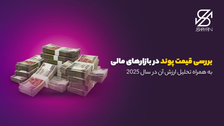 تصویر طراحی شده از دسته‌های اسکناس پوند در کنار یکدیگر به همراه عنوان مقاله