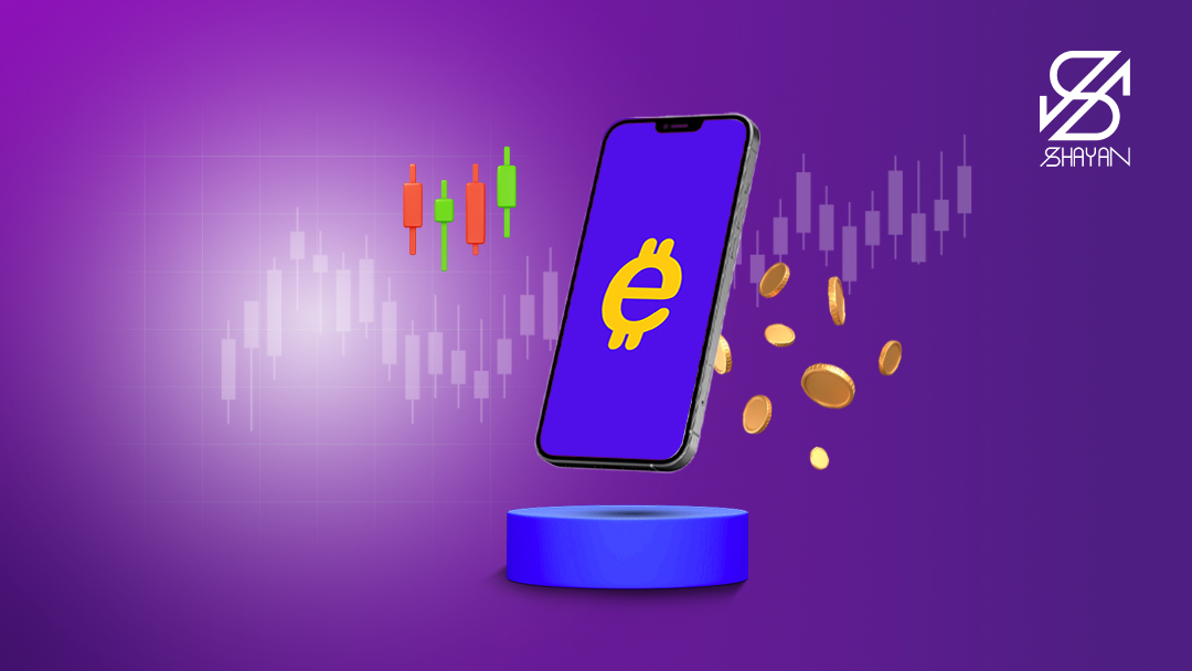 تصویر طراحی شده لوگوی صرافی اکسکوینو روی صفحه موبایل 