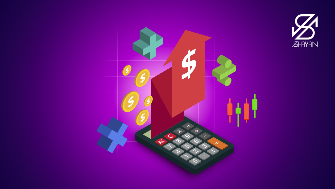 تصویر طراحی شده یک ماشین حساب در حال بررسی کارمزد در صرافی ایکس تی 