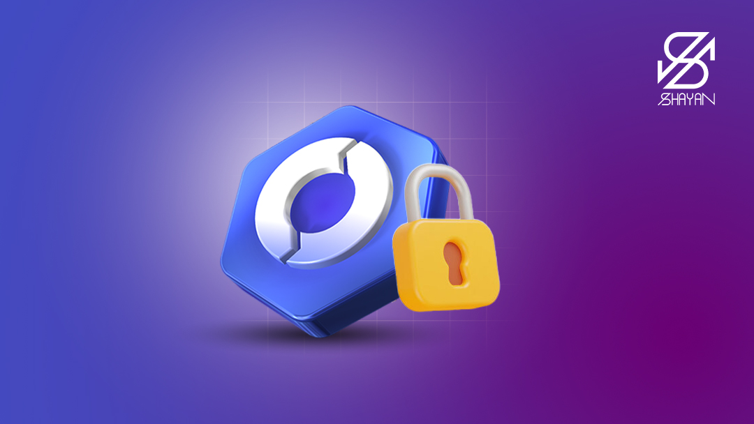 لوگوی صرافی اوکی اکسچنج به همراه یک قف بزرگ امنیت روی آن 