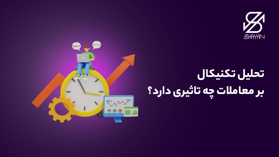 تصویر طراحی شده یک ساعت که تاثیر تجلیل تکنیکال بر روش رشد یک نمودار را نشان می دهد به همراه تیتر و دیگر نمادهای مربوط به این حوزه