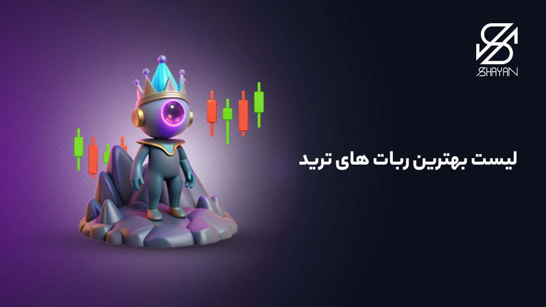 تصویر ترکیب شده از یک ربات با یک آدم فضایی به همراه تیتر و کندل های معاملاتی