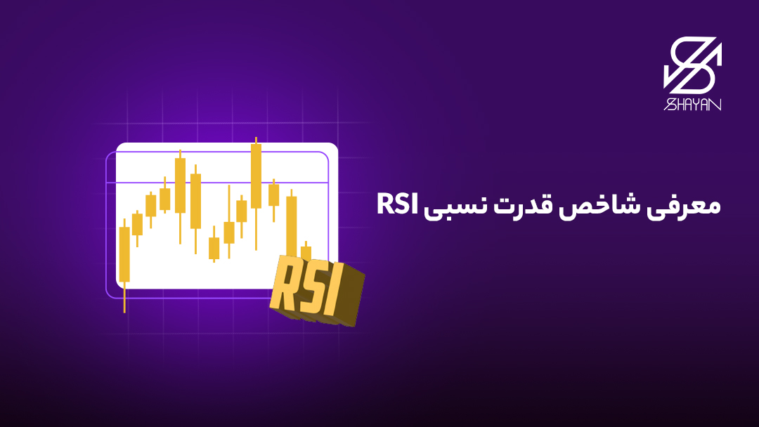 تصویر طراحی شده مثالی از شاخص RSI با استفاده از کندل ها و تیتر