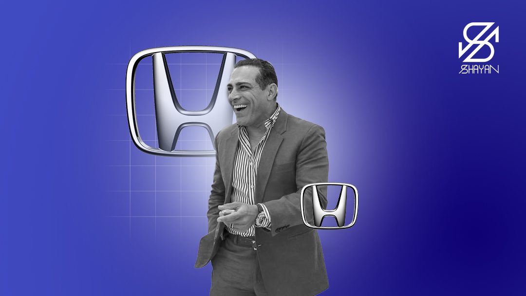 تصویر طراحی شده مانی خوشبین به همراه لوگوی شرکت خودروسازی هوندا 