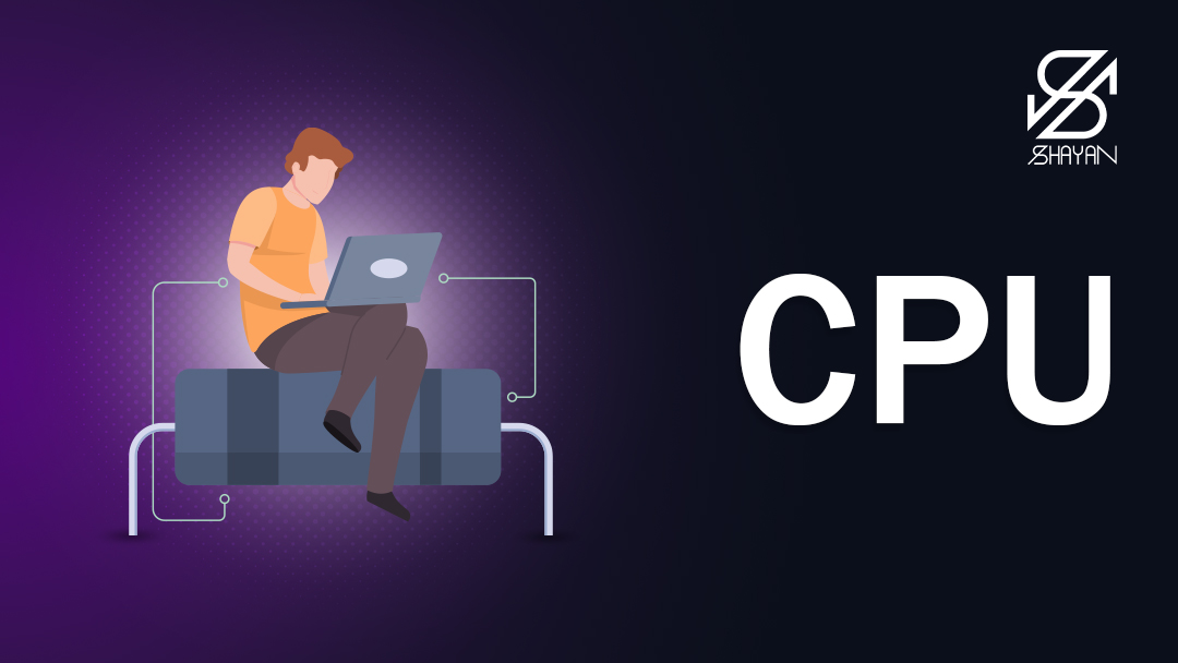 فردی مشغول کار را لپتاپ در کنار لوگوی ماینر CPU