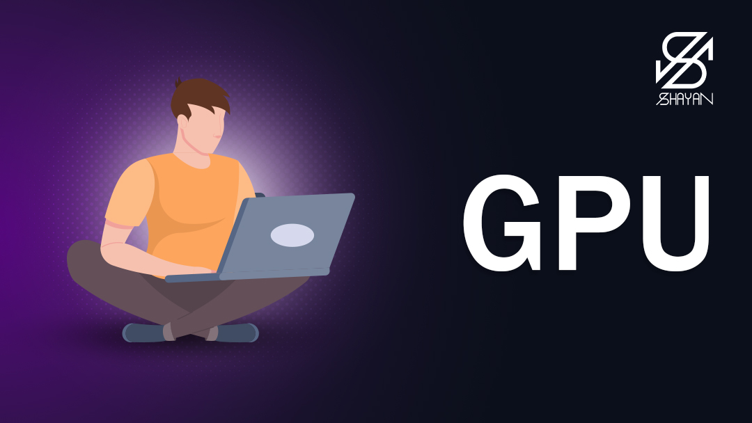 فردی مشغول کار با لپتاپ در کنار لوگوی ماینر GPU