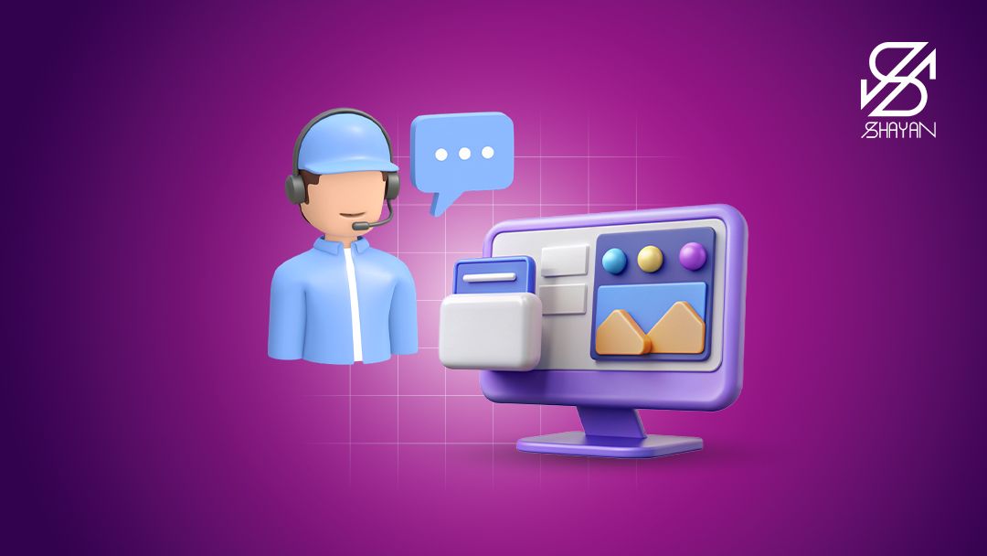 تصویر طراحی شده آدمکی با هدفون روی گوش در حال پاسخگویی به سوالات کاربران صرافی رمزینکس 