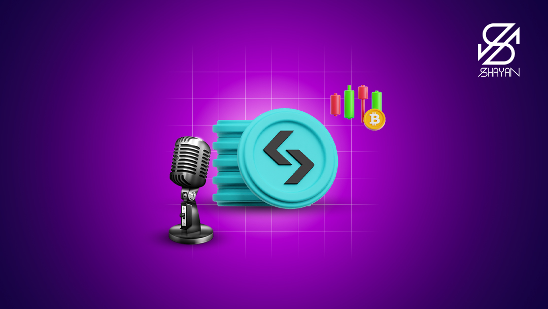 لوگوی صرافی بیت گت با یک میکرفون برای مرعفی در مقابل آن 