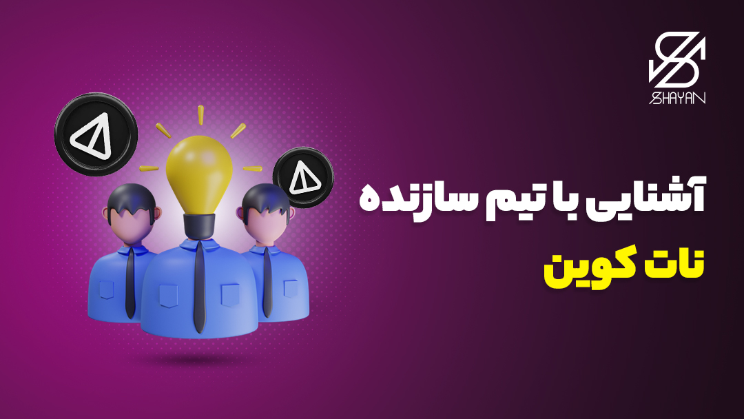 تصویر طراحی شده آدمک‌هایی که تیم تشکیل دهنده نات کوین هستند و در کنار هم ایستاده‌اند و تیتر 