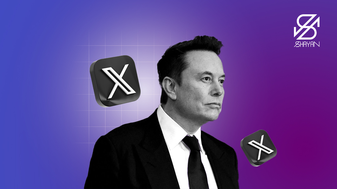 تصویر طراحی شده ایلان ماسک به همراه لوگوی توئیتر یا شبکه ایکس