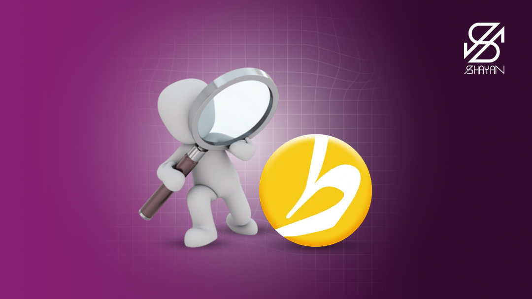 لوگوی پلتفرم طلاین در حالی که آدمکی روی آن ذره بین گرفته است