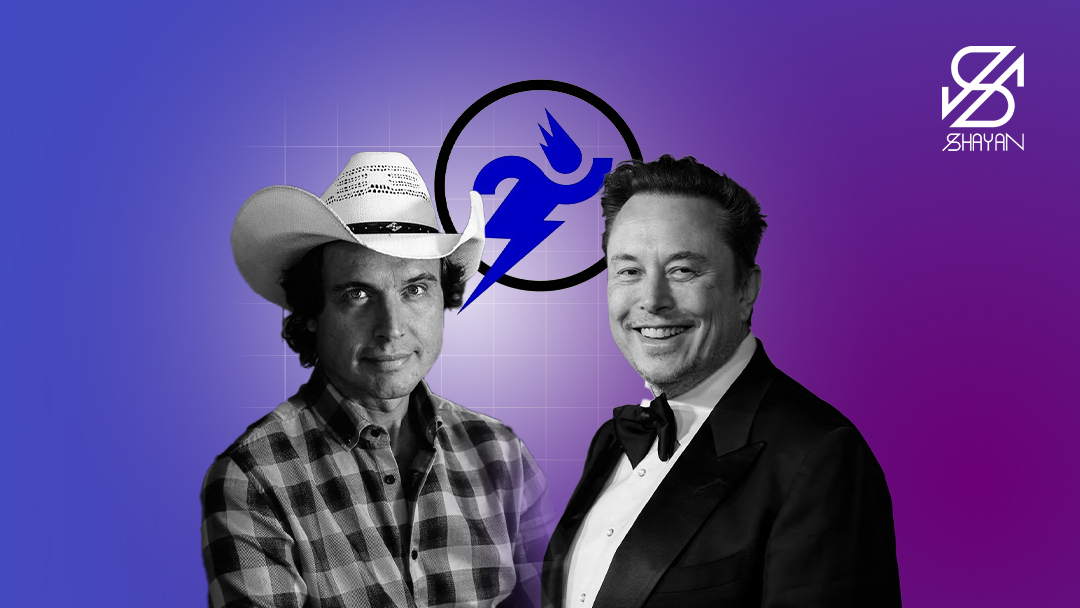 تصویر ایلان ماسک به همراه برادرش و لوگوی شرکت زیپ 2 در پس زمینه