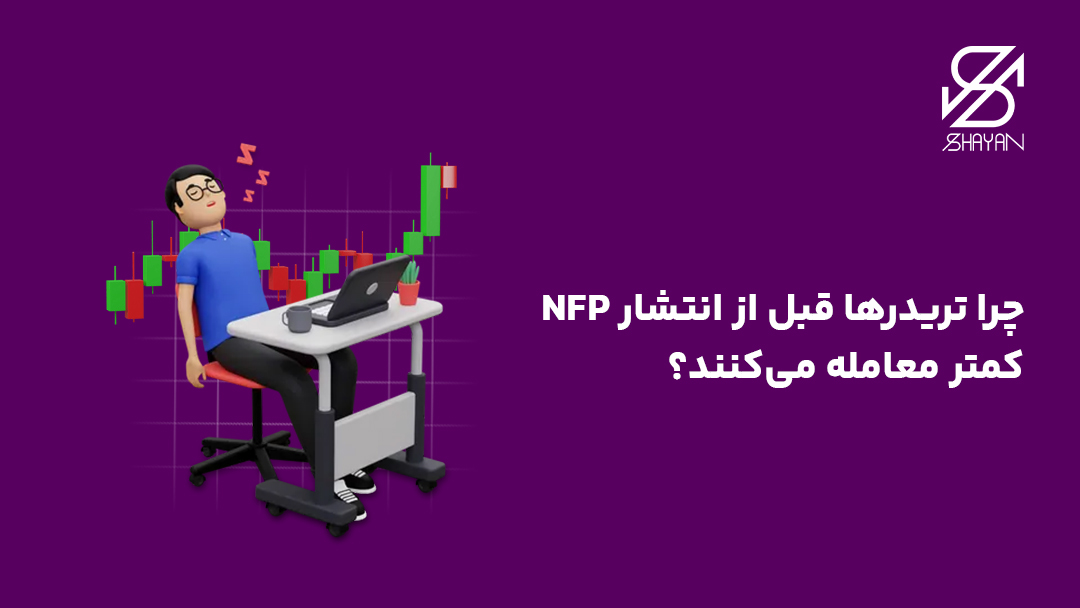 تصویر طراحی شده تریدری که دست از کار کشیده و مشغول استراحت است به همراه تیتر
