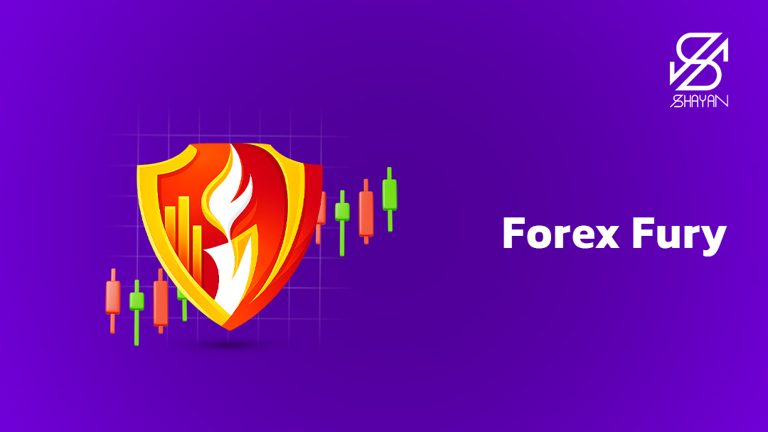 تصویر طراحی شده لوگوی Forex Fury به همراه کندلهای معاملاتی و تیتر