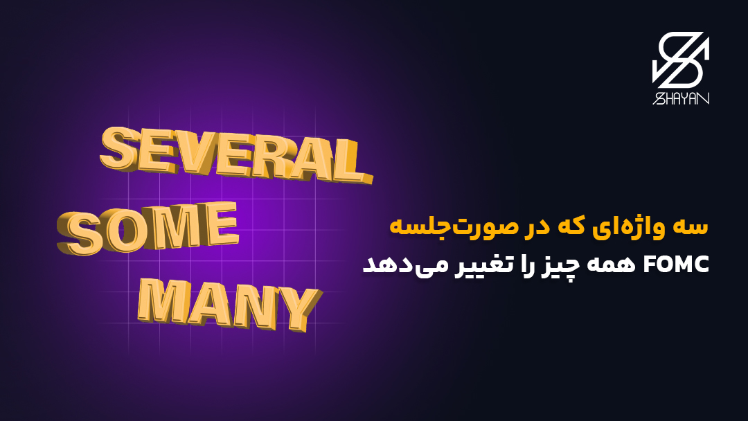 تصویر طراحی شده از تایپوگرافی واژههایی که در گزارش FOMC مهم هستند به همراه تیتر